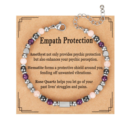 ESPVO Protection Bracelet for Women Gifts Empath Crystals Healing Emf Amethyst Hematite Jewelry Natural Stones Teens