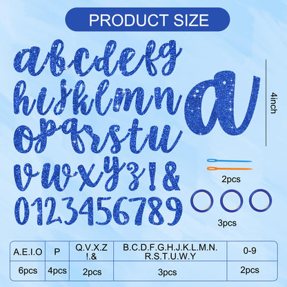 BEISHIDA Glitter Blue 116 PCS A-Z DIY Letter Banner Kit Make Your Own Banner，Including 111 Letters and Numbers 3 Rope and 2 Threading Device,Customized for Birthday Graduation Wedding Party Decor