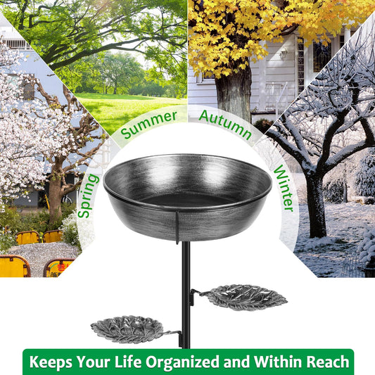 Olpchee Metal Bird Bath for Outdoor - Garden Bird Bath with Removable Bowl Heavy-Duty Base, Winter Birdbath Feeder Rust-Proof Birdbaths for Garden Yard Lawn Decor, Easy to Install(Grey)