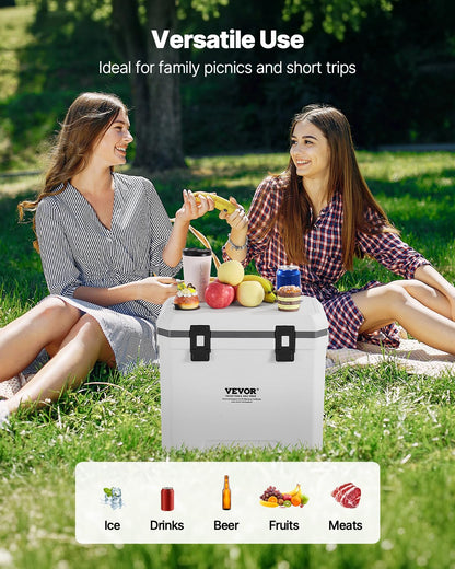 VEVOR Portable Cooler, 38 QT Hard Cooler with Ice Retention, Heavy-Duty Handles and Cup Holder, Lightweight Rigid Material Insulated Portable Cooler, Suitable for Family Picnics and Long Trips