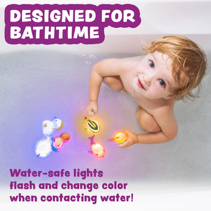 Tub Works® Mermaid Lagoon™ Light Up Bath Toys, 6 Pack | Water-Activated Light Up Toys Flash & Change Color | Easy-Grip Baby Girl & Toddler Bath Toys | Sensory Mermaid Toy Bathtub Toys with Bath Lights