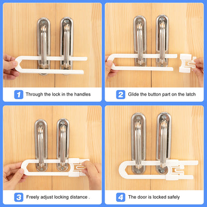 Vmaisi Baby Sliding Cabinet Locks - Adjustable U Shaped Child Safety Locks for Cabinets with Handles or Knobs, Childproof Latches for Kitchen Bathroom Storage Cupboards 10 Pack
