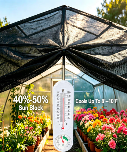 e.share Sun Shade Cloth, 40%-50% Sun Block Mesh Net, 10FT x 14FT Breathable Black Screen for Garden Greenhouse Patio Plants Vegetables Flowers