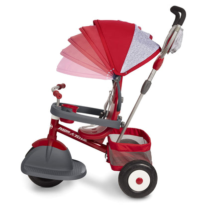 Radio Flyer Ultimate All-Terrain Stroll 'N Trike, Ages 1-5, Convertible 4-in-1 Tricycle, All-Terrain Tires, Parent Push Handle, UV Canopy, Accessories, Safety Harness, Stroller Tricycle for Toddlers