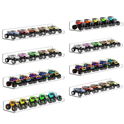 upsimples 8 Pack Acrylic Shelves Wall Organizer and Storage, 15" Display Shelf for Figure, Toy Cars, Perfume, Kids Bookshelf for Bedroom, Nursery, Craft Room, Clear