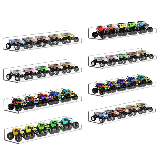 upsimples 8 Pack Acrylic Shelves Wall Organizer and Storage, 15" Display Shelf for Figure, Toy Cars, Perfume, Kids Bookshelf for Bedroom, Nursery, Craft Room, Clear