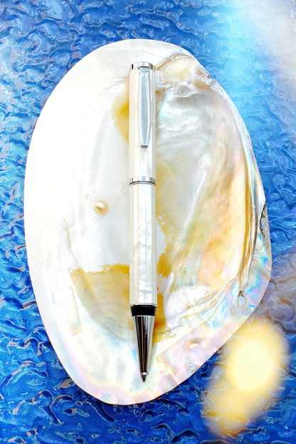 LACHIEVA LUX Stunning Handcrafted Mother of Pearl Ballpoint Pen with German P900M 1.0MM Refill, Luxury White Shell Gift Pen for Men and Women, Executive Writing Pen in Premium Gift Box