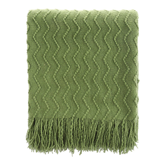 BATTILO HOME Green Throw Blanket for Couch, Textured Knit Throw, Green Blankets and Throws for Sofa Bed Living Room Decor, Outdoor Throw Blanket, 50"x60"