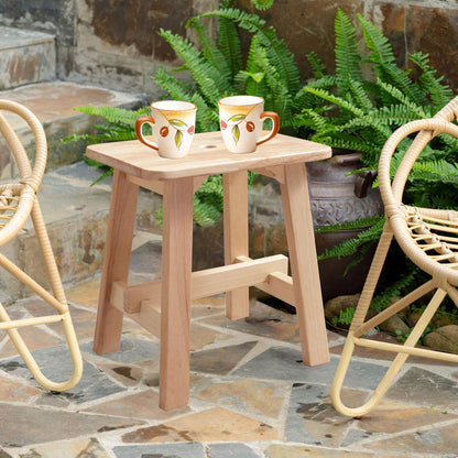 Lestar Wooden Stools,Rectangular Solid Wood Stool, Small Wood Stool 18" Height for Living Room, Kitchen, Bathroom