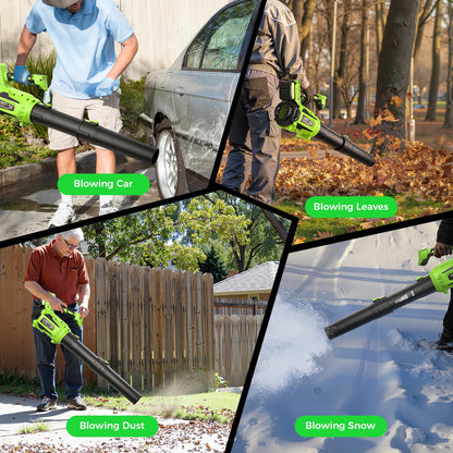Leaf Blower Cordless, 650CFM Electric Leaf Blower with 2 x 5.0Ah Batteries and Charger, 6-Speed Modes, Brushless Motor, Powerful Blowers for Lawn Care, Yard, Patio, Dust, Blowing Leaves