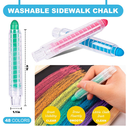 ZHBDMGK Sidewalk Chalk for Kids, 48 Colors Dustless Washable Toddlers Chalk with Plastics Holder for Blackboard Drawing Writing Toys Gift Party Favors