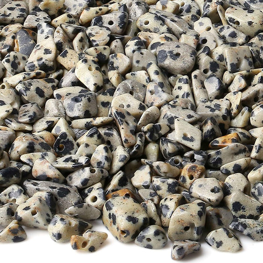 LAIDANLA Dalmation Spot 400pcs Natural Chip Stone Beads 5-8mm Healing Crystal Irregular Gemstones Drilled DIY Loose Rocks Bead Crystal for Bracelet Earrings Necklace Jewelry Making Crafting