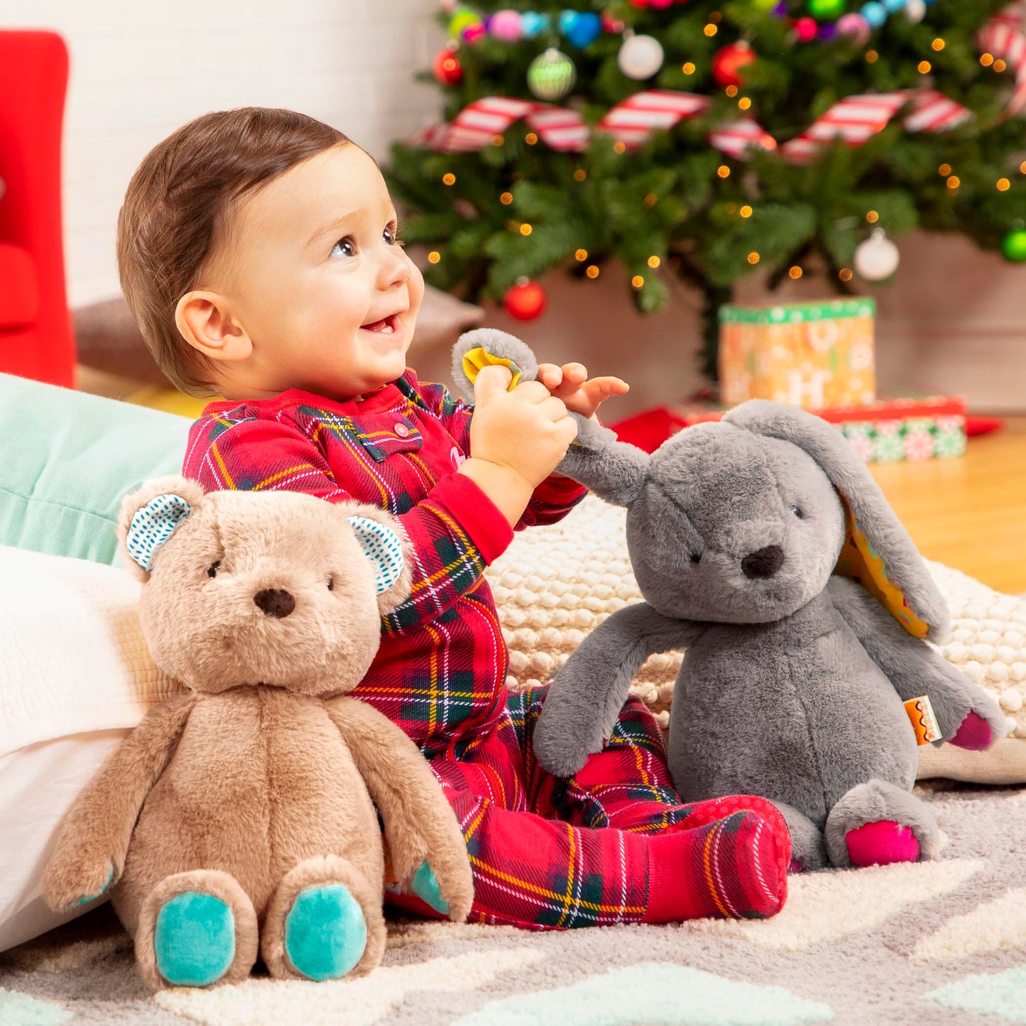 B. toys – 12-Inch Plush Teddy Bear – Soft & Cuddly Stuffed Animal Toy – Huggable & Washable – for Newborns, Toddlers, Kids – Happy Hues – Cara – Mellow Bear – 0+ Months