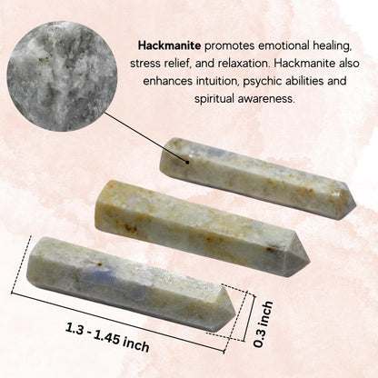Amazing Gemstone Hackmanite Crystal Points Bulk Healing Crystals - Pack of 3 Single Terminated Healing Wand Point Bulk Crystals for Crafts, Crystal Grid, DIY Work - Premium Crystals - Beginners Gift