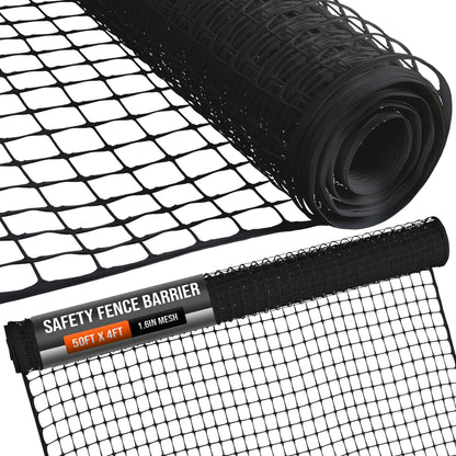 Houseables Plastic Fence, Plastic Mesh Fence, Mesh Fencing, Deer Netting, Cat Netting, Temporary, Balcony, Pets, Garden, Chicken, Poultry, Dogs, Construction, Yard, Protection, Black, 4 x 50 Feet Roll