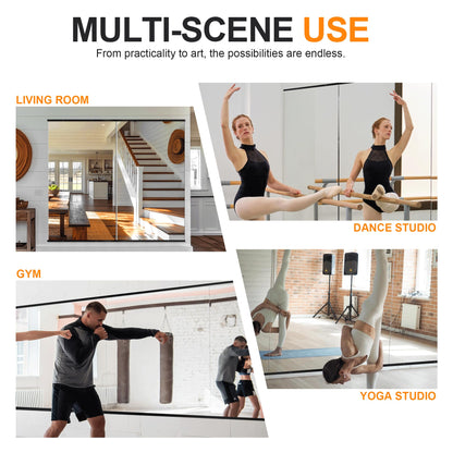 Delma Home Gym Mirror, 54''x28''x2PCS Black Wall Mounted Large Frameless Tempered Glass Wall Mirror for Home Gym, Garage, Bedroom, Bathroom