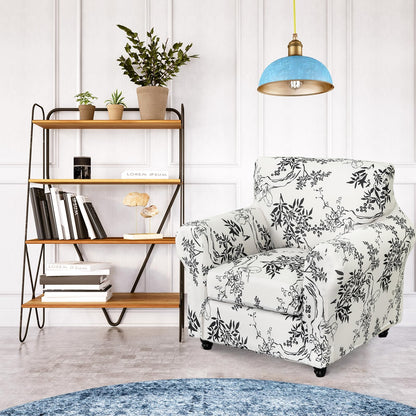 FUANGUI 2 Piece Chair Covers Stretch Arm Covers Chair Couch Covers, Armchair Slipcover with Separate Chair Cushion Cover, Floral Washable Chair Protector for Living Room (Armchair, Ink Pattern)