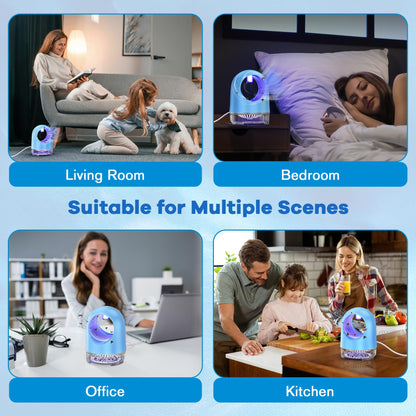 Fruit Fly Traps for Indoors, Electric Fan Powered Bug Catcher, Reusable Gnat Killer for Home Kitchen with Sticky Cartridges for Mosquitoes & Moths
