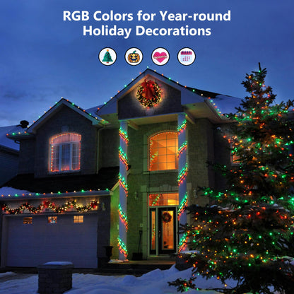 BrizLabs RGB Color Changing String Lights, 33FT 100 LED Red White Blue String Lights with Remote, Dimmable July 4th Patriotic Light String USB Mini Christmas Light for Indoor Xmas Halloween Party Tree