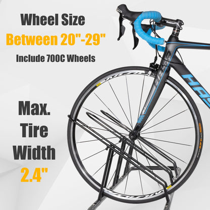 CyclingDeal Bicycle Floor Parking Rack Stand - for Mountain MTB Road Bike - Indoor Home Garage Storage - Adjustable 5 Bikes