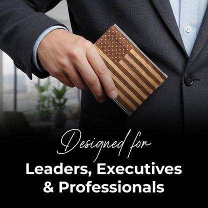 WUDN Handcrafted Business Card Holder Wallet For Men and Women | Holds Up to 20-25 B-Cards or 8-10 Credit Cards | Wooden & Stainless Business Card Case with Buckle Closure, Made in Idaho, USA.