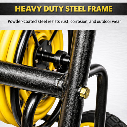 Real Hose Storage Garden Hose Reel Cart, Heavy Duty Hose Reel with Wheels, Outdoor Water Hose Reel for Backyard, Garden, or Lawn, Metal Hose Carts (400ft Hose Carriage)