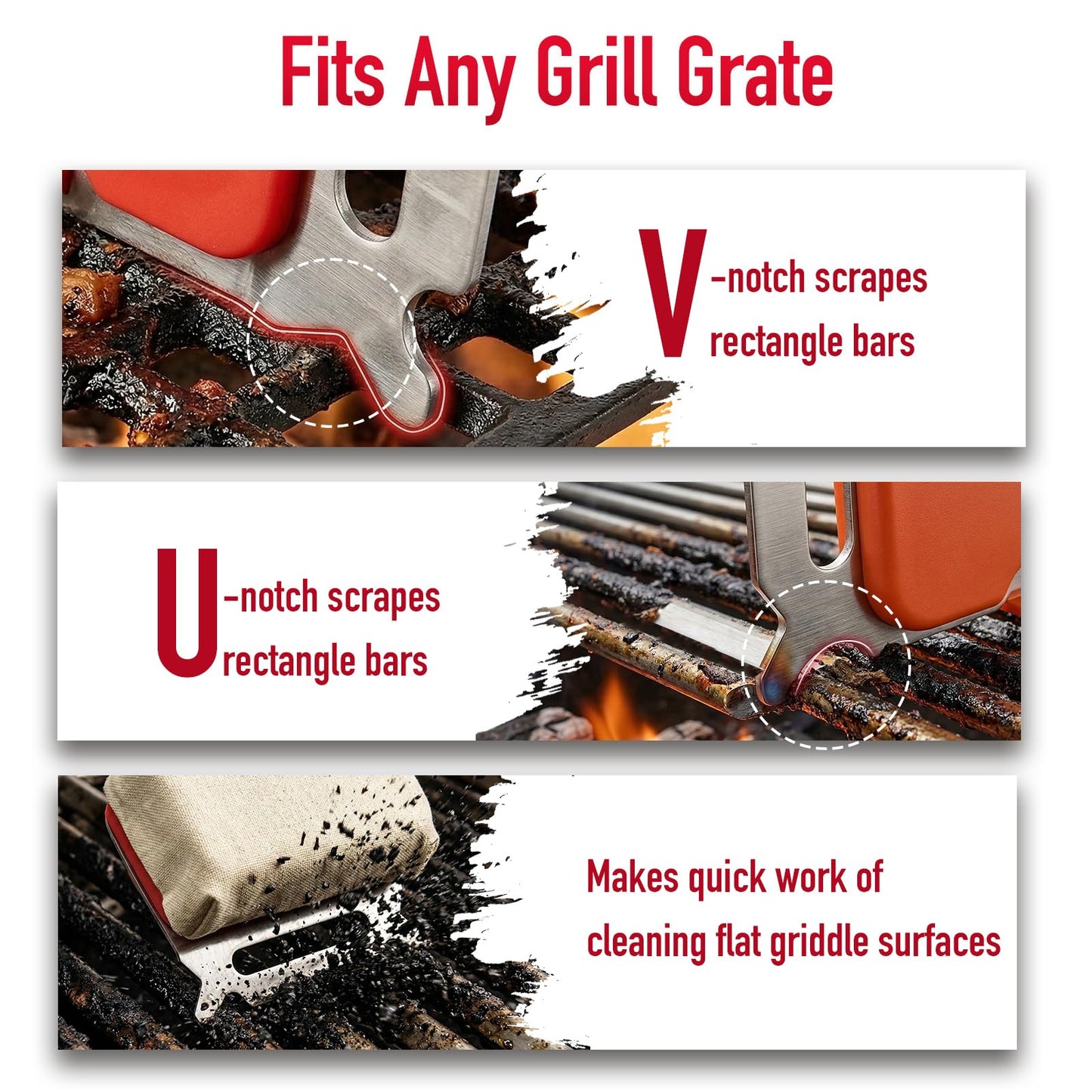 Strriuil Grill Brush Bristle Free for Outdoor Grill - Steam Grill Cleaning Brush with Scraper, Safe Grill Cleaner Brush, 2 Replaceable Heads, BBQ Accessories Gifts for Men