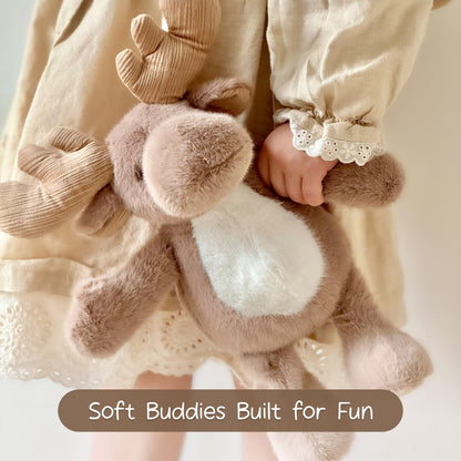 Moonkie Hug & Go™ Reindeer Toddler Backpack – Soft Plush Bag with Take-Along Toy for Kids Aged 2–4 | Ideal for Daycare, Travel & Birthday Gifts