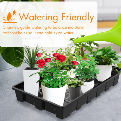 Gardzen 10 Pack Seed Trays, Reusable Plant Grow Trays, Ideal for Seed Starting, Microgreens, Indoor Gardening, and Greenhouse Plant Nurseries - No Drain Holes, 14.5"x9"