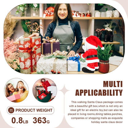 SdeNow Musical Dancing Santa Claus Plush Toy Animated Singing Walking Santa Doll Funny Wiggling Christmas Stuffed Santa Holiday Decoration Xmas Gift for Kids Family