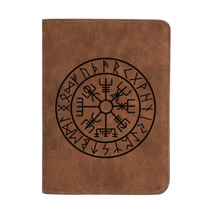 Vikings Gift Leather Passport Holder for Men Personalized Engraved Passport Holder, Nordic Norse Amulet Wallet, vikings Warrior Wallet Norse Gods Gifts (Vikings)