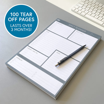 Daily Planner Desk Pad, Undated Tear Off To Do List Notepad with Priorities and Notes, Thick 120gsm Paper, 100 Sheets, Large Desk Writing Pad for Work Office, 8.3 x 11.3
