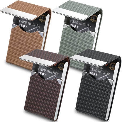 Eaasty 4 Pcs PU Leather Business Card Holder Case with Magnetic Clasp Pocket RFID Blocking Metal Business Card Holder Wallet Organizer(Multicolor,Classic Style)