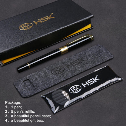 HSK Ballpoint Pens Luxury gift Pen Black Refill Line width 0.5mm,Best Ball Pen Gift Set for Men & Women Professional Executive,Office,Nice Pens Classy Gift Box (Black)