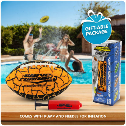 Wave Runner Water Football for Pool and Beach | Waterproof Football for Outdoor Games for Adults, Teens, and Kids - Lightweight Pool Toys, Easy Wet Grip, Outdoor Summer Toy Gift for Boys Ages 8-16
