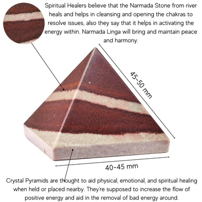 Amazing Gemstone Shiva Lingam Narmada Stone Pyramid Crystal Healing Stones - 2" Great Pyramid Figurine of Natural Stone Pyramid for Meditation, Reiki, Chakra Balancing and Crystal Pyramids Grid