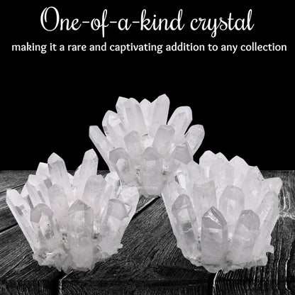 Amazing Gemstone Large Clear Quartz Crystal Cluster Points for Meditation, Home Decor and Gift - Natural Quartz Crystals and Healing Stones for Enhance Energy with Large Crystals Points