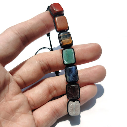 HESHPAWS Genuine 7 Chakra Adjustable Bracelets Crystal Healing Stones Bracelets Supernatural Reiki Natural Stones Bead Bracelets for Women Men (7 Chakra)