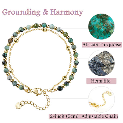 Farfume African Turquoise Crystal Bracelet Beaded Bracelets for Women 4mm Natural Stone Beads Gemstone Handmade Jewelry Valentine's Day Gifts