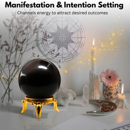 Amazing Gemstone Garnet Crystal Ball with Stand - 2 Inches Crystal Sphere Meditation Balls for Witchcraft and Decorative Balls