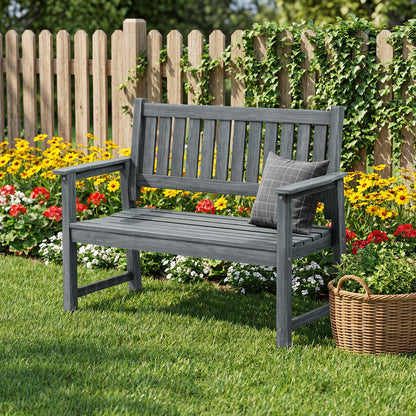 ACUEL Outdoor Bench, 2-Person Garden Bench, Poly Lumber Patio Bench for Outdoors, Porch, and Park (Dark Grey)