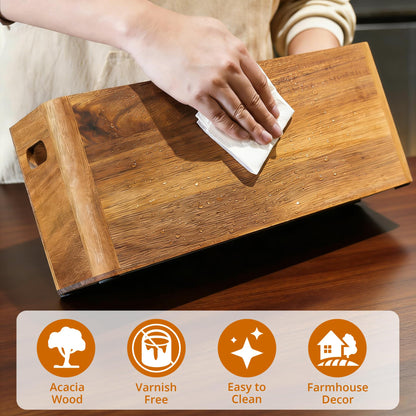 HousewoW Wooden Utensil Holder for Kitchen Counter, Cooking Utensils Holder for Countertop, Kitchen Utensils Holder for Countertop, Large Utensil Holder for Kitchen Counter (Brown, 4 Compartment)