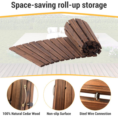 6FT Curved Wooden Garden Pathway Walkway Outdoor Roll Out Decorative Garden Non-Slip Patio Path Decorative Boardwalk Outdoor Road Floor for Backyard Beach Wedding Party