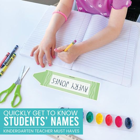 Hadley Designs Desk Name Tags for Classroom - 36 Student Desk Name Plates for Classroom Decor, 9.5x2.5 Crayon Nametags Cubby Labels Teacher Supplies, 1st-3rd Grade Kindergarten Preschool Must Haves