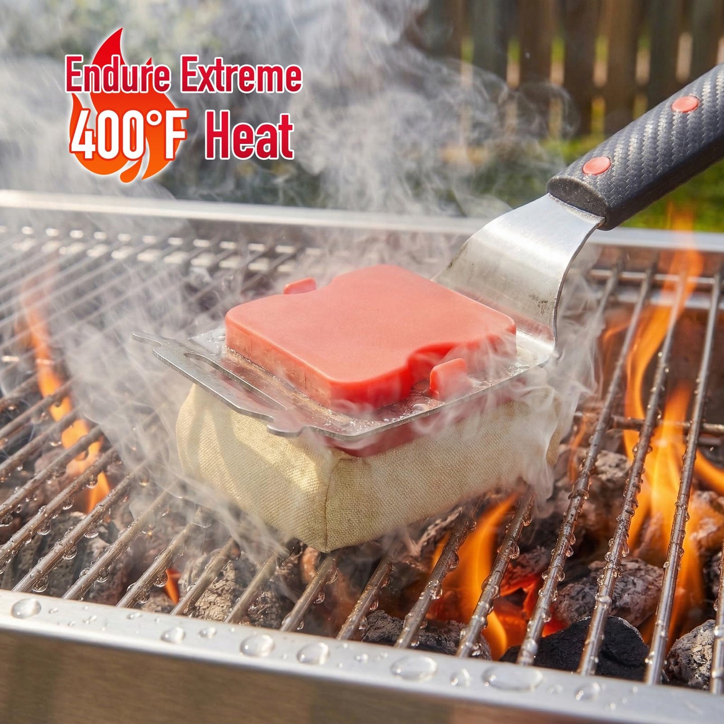 Strriuil Grill Brush Bristle Free for Outdoor Grill - Steam Grill Cleaning Brush with Scraper, Safe Grill Cleaner Brush, 2 Replaceable Heads, BBQ Accessories Gifts for Men