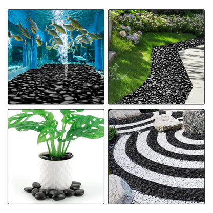 GRISUN 15LB Natural Black River Rocks for Landscaping Outdoor Polished Pebbles for Plants Decorative Stones 1.5-2.5 Inch Large Black Stone for Aquarium, Fish Tank, Vase Filler, Home Decor, Flower Bed