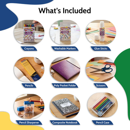 EPI Essentials Back to School Supplies for Kids – 74 Items in Kit – Kindergarten to 5th Grade School Supply Packs – Wide-Ruled Bundle with Composition Notebooks – Suitable for Homeschooling
