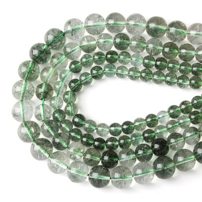 36PCS 10MM Green Crackle Phantom Ghost Crystal Beads for Jewelry Making DIY Bracelet Necklace Accessories 15" Energy Healing Power Stone Beads