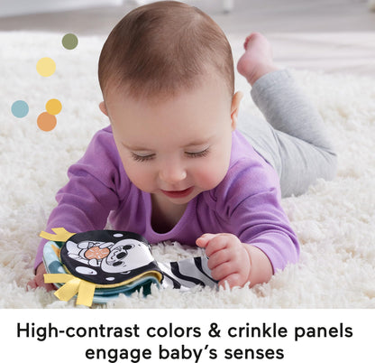 FISHER-PRICE BABY Toy 2-in-1 Rockin' Tummy Time Otter Plush Sensory Activity with Soft Book for Newborn Play Ages 0+ Months