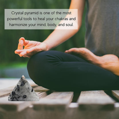 Amazing Gemstone Black Rutilated Quartz Pyramid Crystal Healing Stones - 2" Great Pyramid Figurine of Natural Stone Pyramid for Meditation, Reiki, Chakra Balancing and Crystal Pyramids Grid